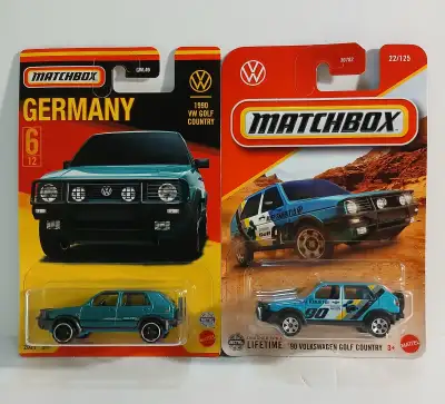 1990 Volkswagen Golf Country 2 Colour Variations: Green - 2022 Matchbox Global Series 6/12 Teal - 20...