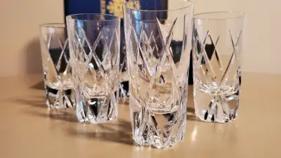 Rare Faberge Triomphe Vodka Glasses in a Velvet Case, View more