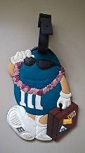 Blue M&M Chocolate Candy with Suitcase Luggage Tag