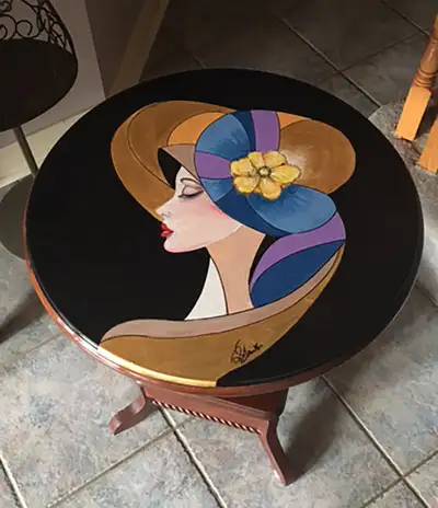 Looking for a new home...Beautiful Hand Painted side table, View more