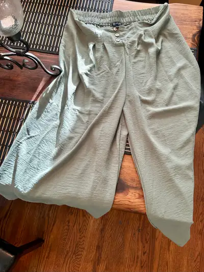 XL-Lily Morgan-Sage green-ultra wide leg ankle pants., View more