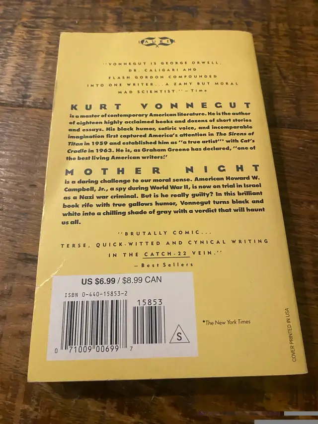 mother night by Kurt Vonnegut  in Fiction in Mississauga / Peel Region - Image 3