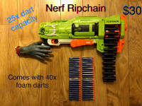 Nerf Zombiestrike Ripchain 25x capacity blaster with ammo.