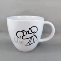Disney Mrs. Minnie Mouse Mug Cup Coffee Tea White Black Ears Hat