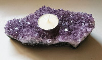 Amethyst Crystal Cluster Large Piece Candle Holder