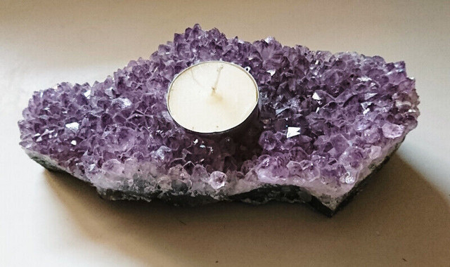 Amethyst Crystal Cluster Large Piece Candle Holder in Arts & Collectibles in Oshawa / Durham Region