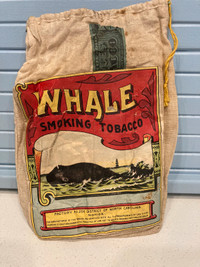 Rare Whale Tobacco Bag, 1910 Duty Stamp, not tin can sign