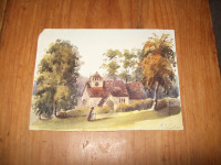 Antique Small original English watercolor