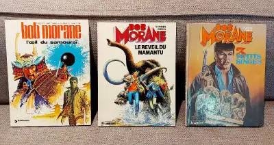 3 BD Bob Morane L'oeil du Samouraï éd. Dargaud Le réveil du Mamantu Ed. Dargaud 3 Petits Singes. Éd....