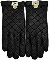 MICHAEL KORS Quilted Hamilton Silver Lock Gloves