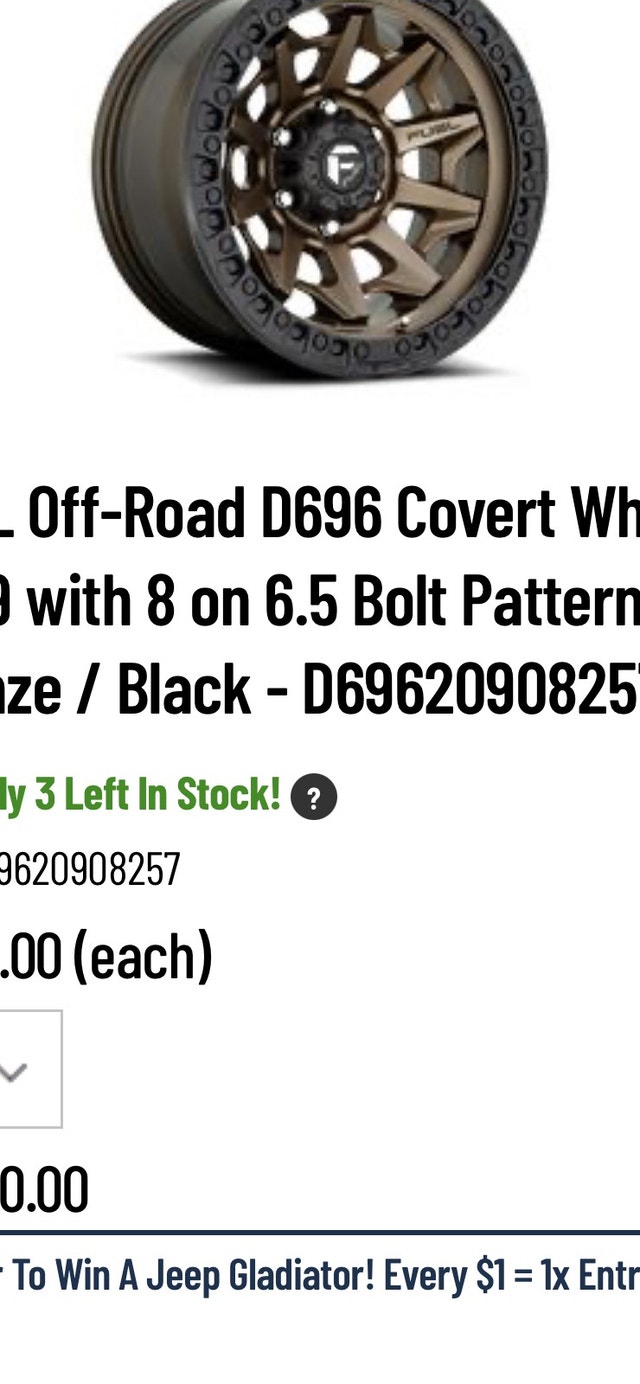 Fuel Covert Rims 20x9 Duramax/F250 F350 Dodge Ram Cummins 8x165 Tires