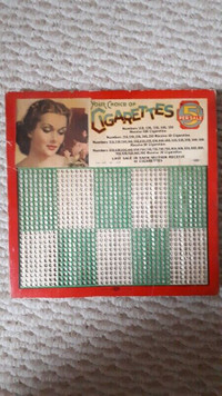 Your Choice of Cigarettes 5 cents per sale vintage Prize Board
