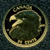 2013 Proof 50-Cent ' The Bald Eagle' 1/25 oz Gold .9999 Fine