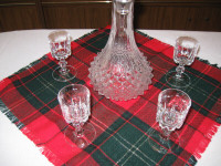 Liquor Decanter, Stopper and 5 Stem Glasses