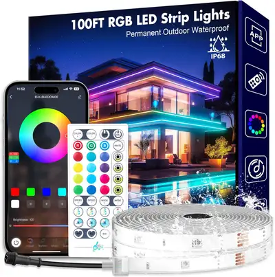 100ft Outdoor Led Strip Lights Waterproof - Smart Color Changing, View more