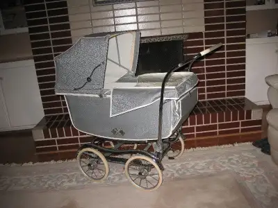 SILVER GREY BABY PRAM - VINTAGE, View more