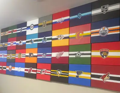 All 32 NHL teams painted on 8x10 canvas. $15 each or all teams $450. You get 2 free ones when you bu...