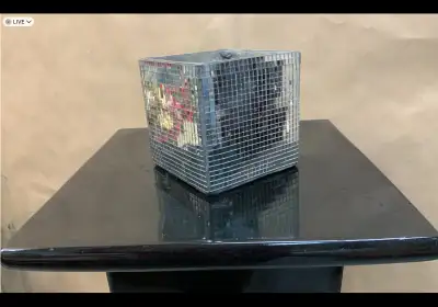 Square mirror mosaic vase 5”x5”, View more