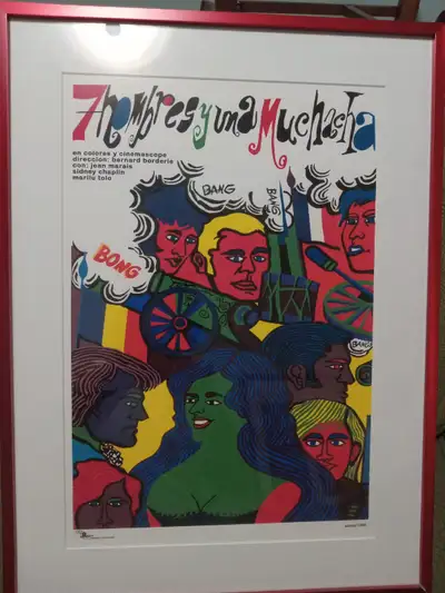 Poster is 12" by 18 " in a 17" by 24 " frame of red aluminium.