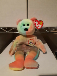 1996 Peace Bear Beanie Baby - Retired - TY - 1965 KR