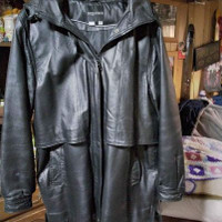 Ladies winter black leather jacket size 16