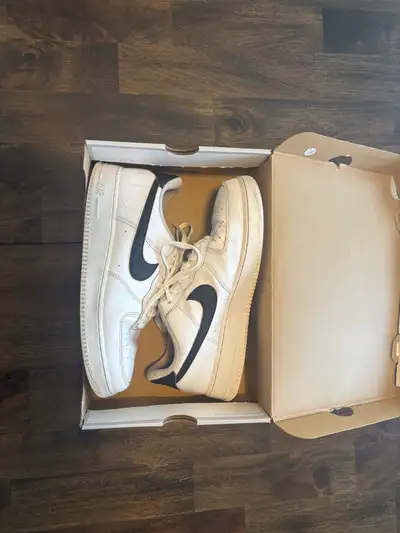 Nike Men’s Air Force 1’07 Casual Shoes | Black on white, View more