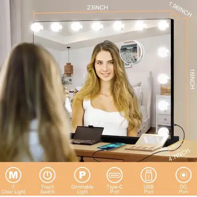 Hollywood Lighted Makeup Mirror with 15 Dimmable Bulbs, View more