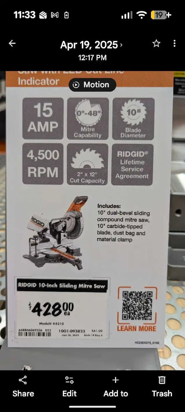 10" RIGID MITRE SAW in Power Tools in Ottawa - Image 6