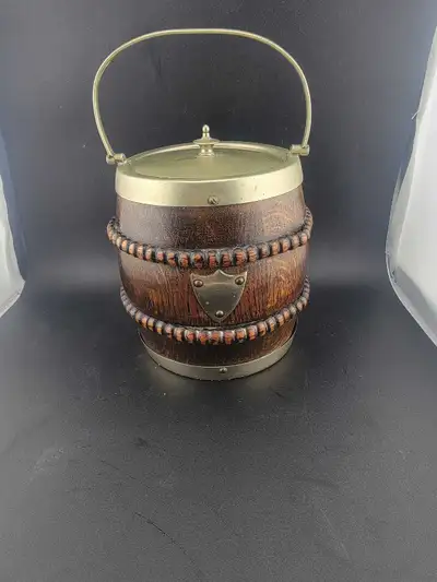 Vintage/ antique wood biscuit barrel , View more
