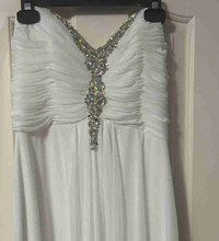 Strapless long white evening gown- bridal shower dress