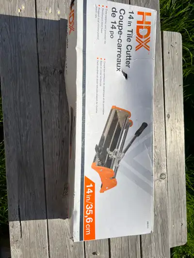 14 inch tile cutter Cuts ceramic and porcelain Steel base Chrome platted steel rails