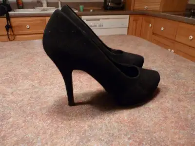 Ladies black suede shoes, View more