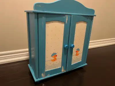 Wooden dollhouse wardrobe closet 18" wide x 8 depth, 18" height, View more