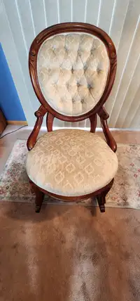 Antique Button Back Carved Rocking Chair 22in x 33in x 34in Tall