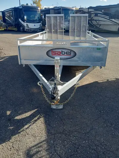 remorque galvanisé Isabel 72"X144" HD 2026 essieux 2X3500lbs freins électrique arrière 2 rampes