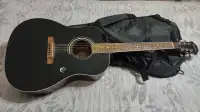 Black Epiphone acoustic guitar with bag. Excellent condition