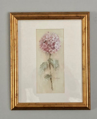 Framed art- beautiful pink Hydrangea- gold frame