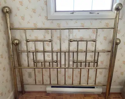 Vintage Queen Brass Headboard & Footboard, View more