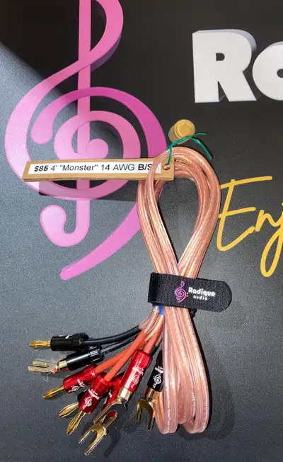 4' 14 AWG Monster XP Cables w/ Spades & Banana Plugs, View more