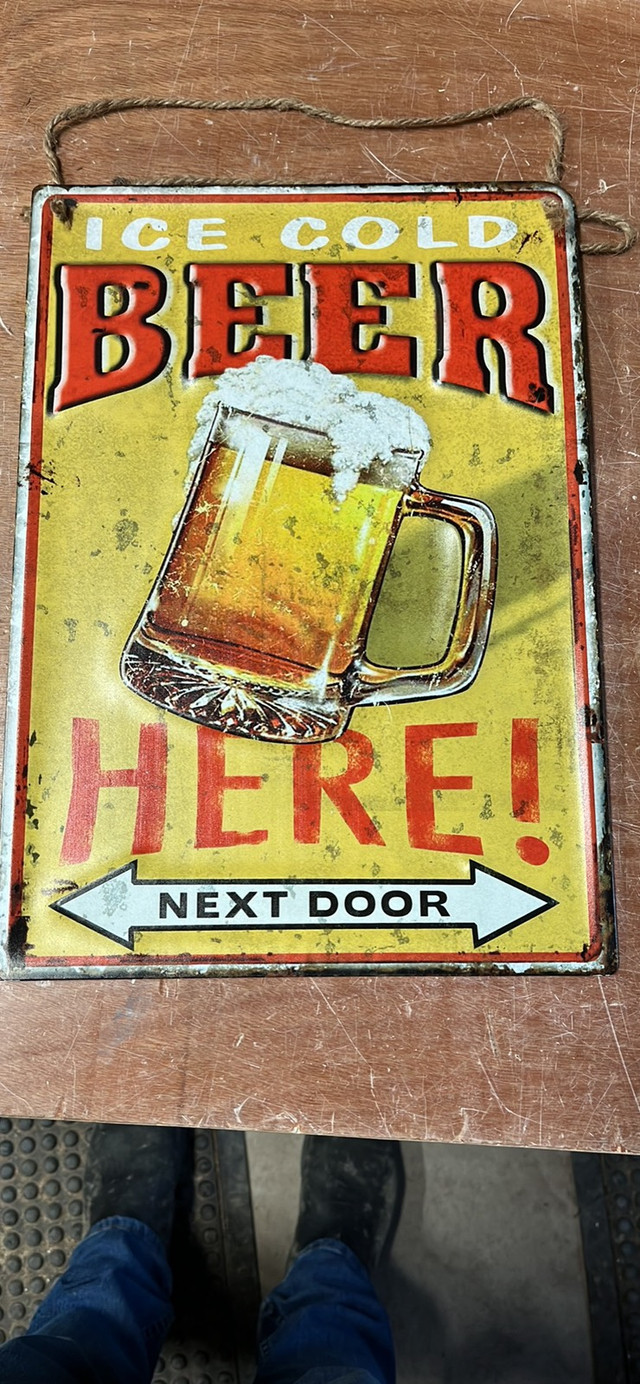 Ice Cold Beer Next Door tin sign 16 x 11 in Arts & Collectibles in Sarnia - Image 2