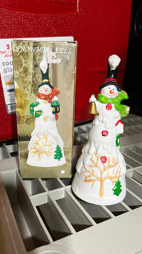 Snowman bell figure decor 
