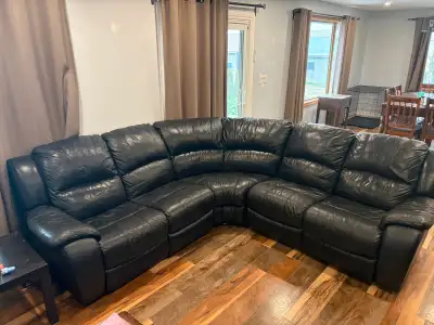 Leather sectional, View more