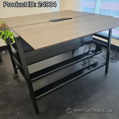 Set of 2 Steelcase Bivi Walnut Benching System Tables 60" x 24", View more