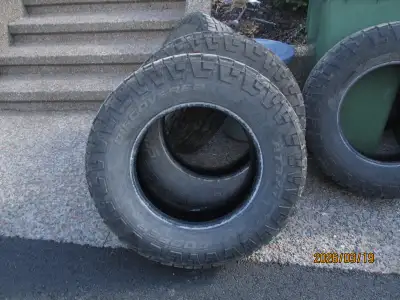 For sale are (4) 275/70/18 AT3 XLT 10 Ply tires. About 30-40% tread left. Nothing wrong with them an...