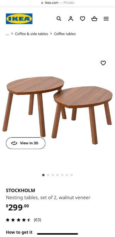 Ikea nesting coffee table (only 1) in Coffee Tables in City of Toronto