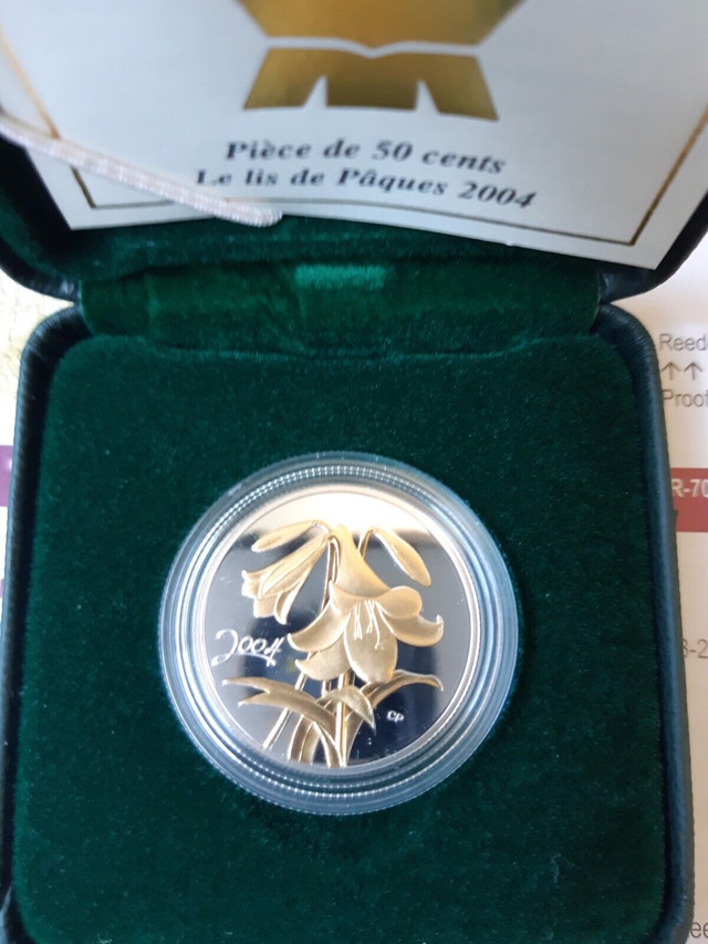 2004 - 50 cent sterling silver- Easter Lily in Arts & Collectibles in Oshawa / Durham Region