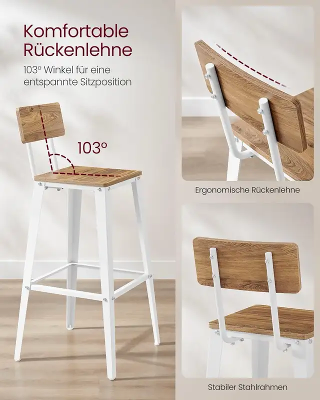 Bar Stools Kitchen Chairs with Backrest Steel Frame Easy Assembl in Chairs & Recliners in Markham / York Region - Image 6