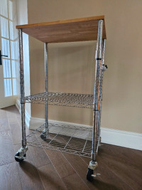 Microwave kitchen cart made of chrome