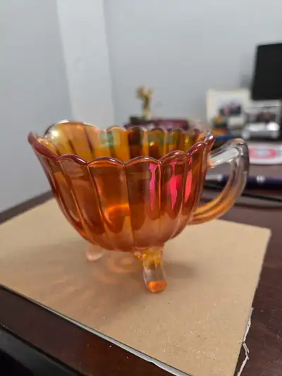 Vintage 1920s Marigold Carnival Glass Footed Creamer – Impe, View more