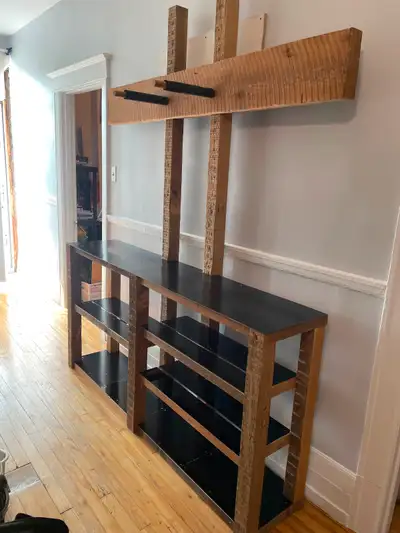 Extremely unique bike/shoe/panniers entryway rack., View more